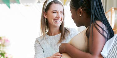 Two women at baby shower will stay best friends after one has a baby 