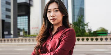 Corporate woman telling how someone is really feeling by looking at their lips.
