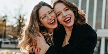best friends hugging each other