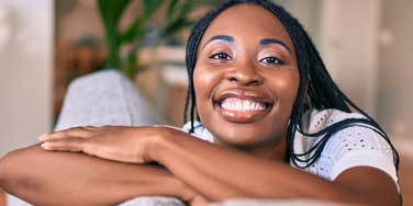 smiling woman aspiring to be a winner in life