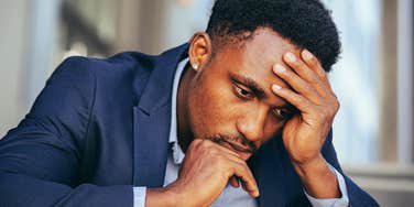 Emotional man whose good relationship has turned into wreckage. 