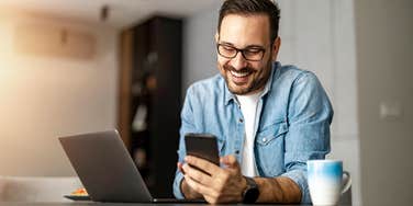 man easily distracted by his phone