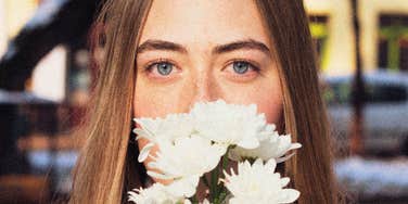 Woman incorporating spiritual practices into her day. 