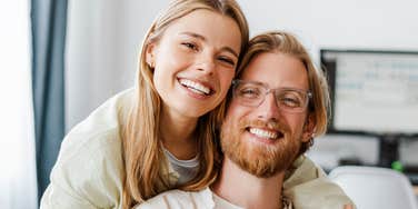 happy couple man in love with woman