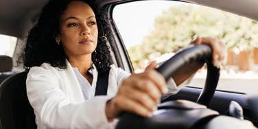 nervous woman driving