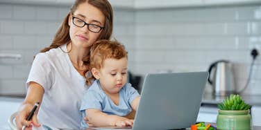 woman who had to do Zoom interview with her toddler