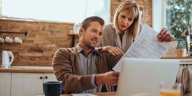 couple paying bills
