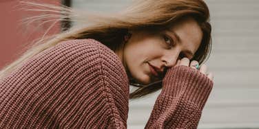 sad woman thinking about her childhood