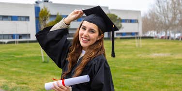 college student graduating who was awarded a scholarship