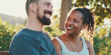 woman looking at man incredibly attracted to him