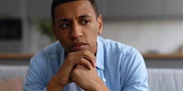 sad man trying to avoid having a breakdown