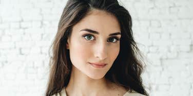 close-up shot of woman's face