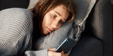 woman whose phone has taken over her life