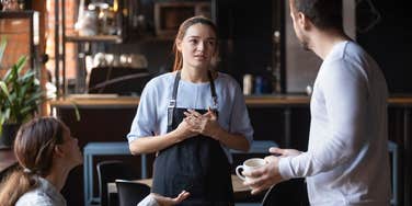 server trying to apologize after judging customer