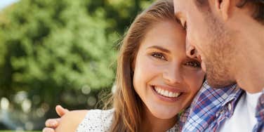 couple in love woman leaning on partner