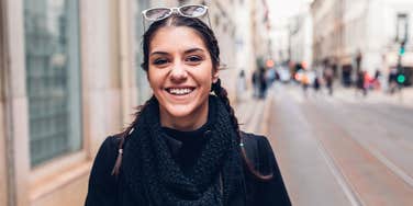 woman from a small town excited to visit the big city
