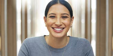happy content woman not complaining about anything in life