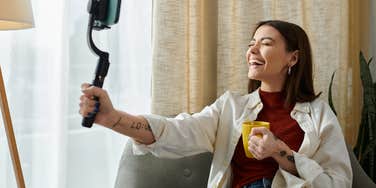 an influencer filming herself