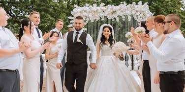 bride throwing wedding with borrowed items