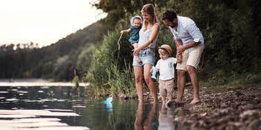 family at husband's parent's lake house