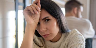 emotionally mature woman annoyed with partner