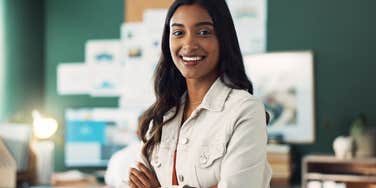 intelligent woman finding work relaxing