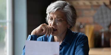 offended woman opening generic thank you note