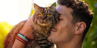 Man with cat.