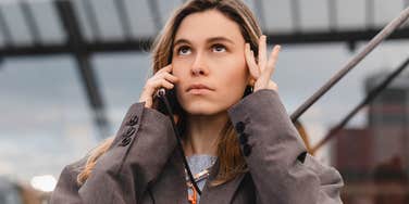 common sense woman annoyed talking on the phone