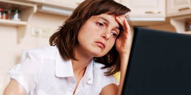 Woman depressed at work.
