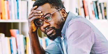 Man with high anxiety constantly overthinking.