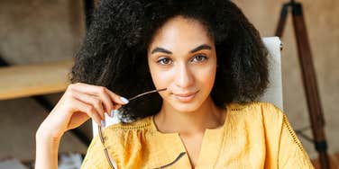 interested woman defending herself calmly