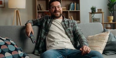 normal man binge watching tv