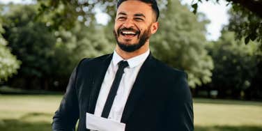 Classy person making a wedding toast.