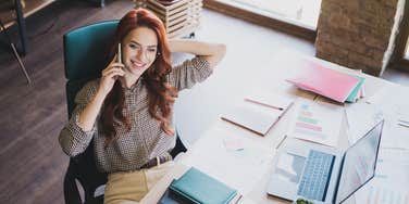 office worker enjoying slacking off at work