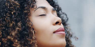 Woman radiates calm.