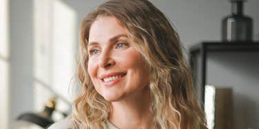 Peaceful woman has less stress as she gets older.