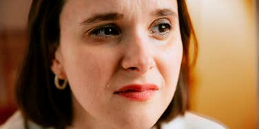 Woman on the verge of a breakdown. 