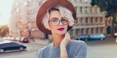 narcissistic woman looking proud of herself