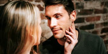 Man who is falling in love with woman. 