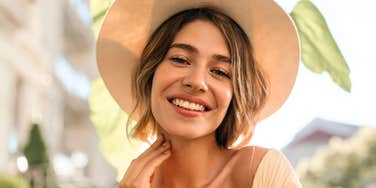 Woman who builds calm secure relationships while falling in love. 