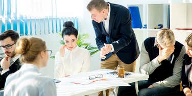 boss screaming at employee