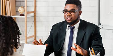 man in job interview