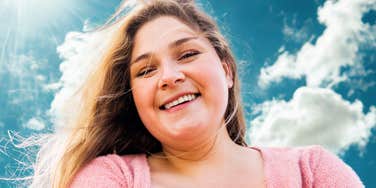 Woman who is happy with her body and life. 