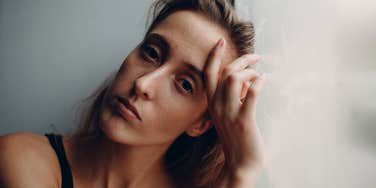 sad beautiful woman thinking about her childhood