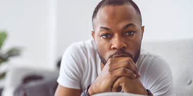 sad man feeling ignored by wife