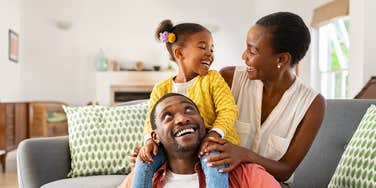 happy parents with one child