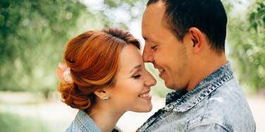 happy and in love couple embracing