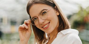 frugal woman smiling happy about purchases