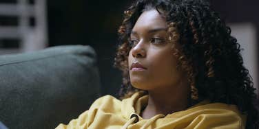 upset woman who was sued